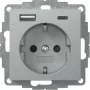 Gira System 55 SCHUKO Steckdose mit USB A/C Ladegerät, Aluminium 245926