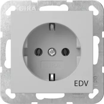 Gira 4458015 SCHUKO Steckdose mit EDV-System-Aufdruck, Reinweiß Glänzend