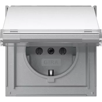 Gira TX_44 SCHUKO Steckdose mit Klappdeckel und Beschriftungsfeld, Reinweiß 441065