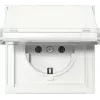 GIRA 441066 SCHUKO-Steckdose mit Klappdeckel, Gira TX_44, Reinweiß