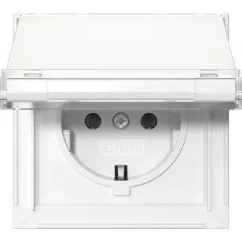 GIRA 441066 SCHUKO-Steckdose mit Klappdeckel, Gira TX_44, Reinweiß