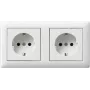 Gira 479303 SCHUKO-Steckdose, 2-fach, verdrahtet, mit Rahmen