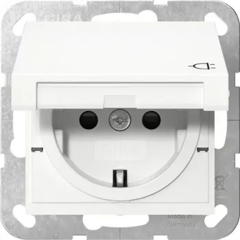 Gira 475427 SCHUKO Steckdose mit Klappdeckel, System 55, Reinweiß Glänzend