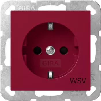 Gira SCHUKO Steckdose Standard 55, erhöhter Berührungsschutz, mit Beschriftungsfeld, Rot (RAL 3003) 4453108
