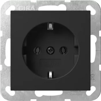 Gira System 55 SCHUKO Steckdose mit Klappdeckel, Schwarz 4180005