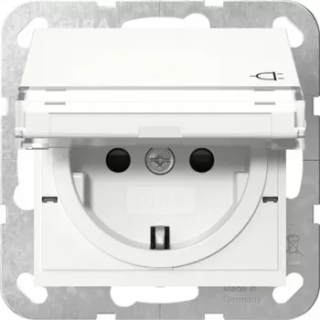 Gira 455703 SCHUKO-Steckdose mit Klappdeckel, Reinweiß glänzend, System 55