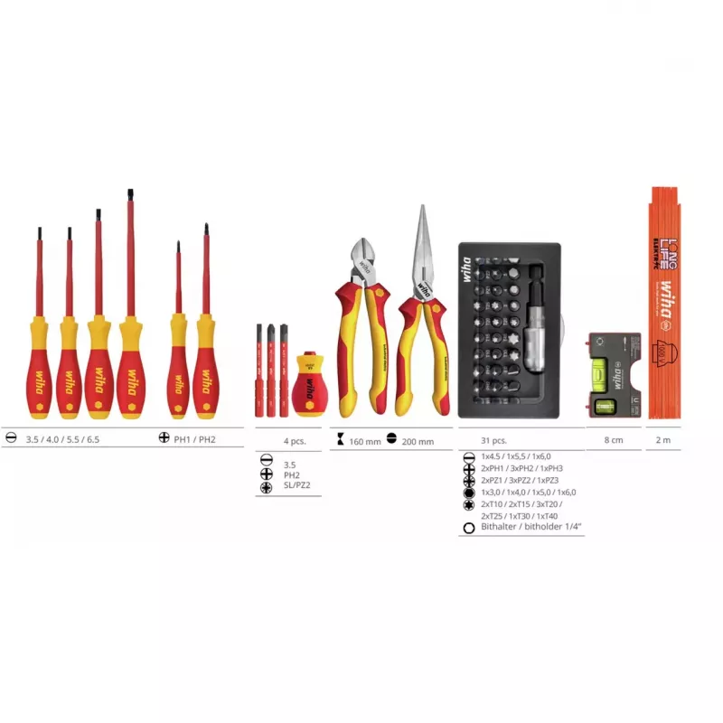 Wiha Basic Set L Electric 46-teiliger VDE-isolierter Werkzeugkoffer 47312