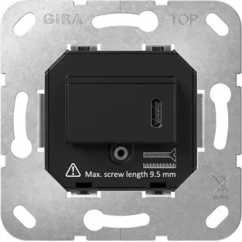 Gira SCHUKO Steckdoseneinsatz mit Typ C USB PD Ladegerät, 16 A, Unterputz, Weiß 236300