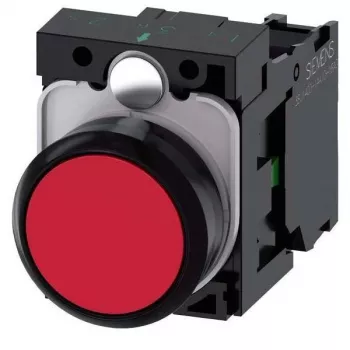 Siemens SIRIUS ACT Komplettes Drucktastengerät, Kunststoff, Rot, 22mm, 1NO+1NC, Schraubklemmen 3SU1100-0AB20-1BA0