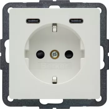 Hager Berker Q.x SCHUKO Steckdose mit USB-C PD 20W, Polarweiß 48156089