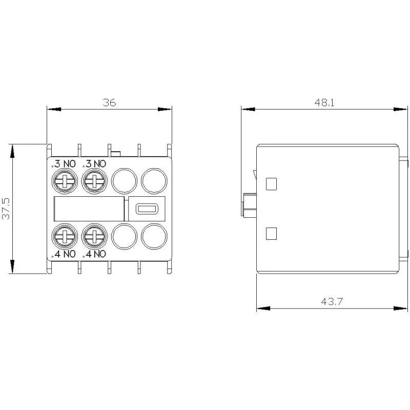 Siemens Hilfskontaktblock 3RH2911-1HA20, 2 NO, Frontmontage, Schraubklemmen