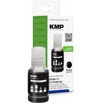 KMP EcoFill Schwarze Tintenflasche für Epson 111 (T03M140) – 127 ml, Pigmenttinte, 6000 Seiten 1649,1001