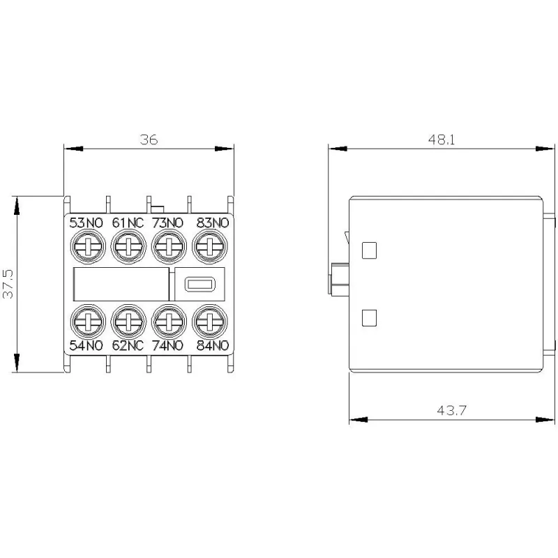 Siemens 3RH2911-1XA31-0MA0 Hilfsschalterblock, 3NO+1NC, Frontmontage, Schraubklemmen