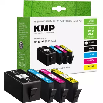KMP kompatible Tintenpatrone 4er-Pack Schwarz/Cyan/Magenta/Gelb für HP 903XL (3HZ51AE) 1756,4005