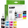 KMP PRINTTECHNIK Nachfülltinten-Set für Brother BTD180BK/C/M/Y – Schwarz 110ml, Cyan/Magenta/Gelb je 50ml (kompatibel) 1555,0005