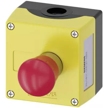 Siemens SIRIUS ACT 3SU18010NE004AB2 Bodenmontage-Befehlsstelle mit rotem Drucktaster mit Drehentriegelung, 1 NO, IP66/67/69K, Grau