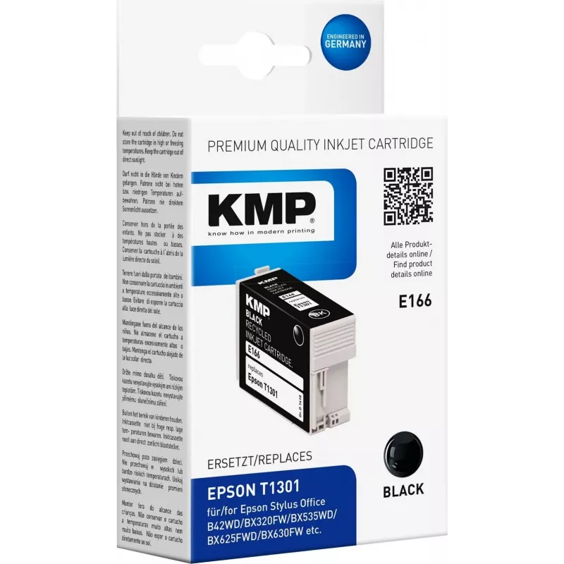 KMP E166 Schwarze kompatible Tintenpatrone für Epson Stylus Office & WorkForce (25 ml, High Yield, ersetzt T1301) 1618.4001
