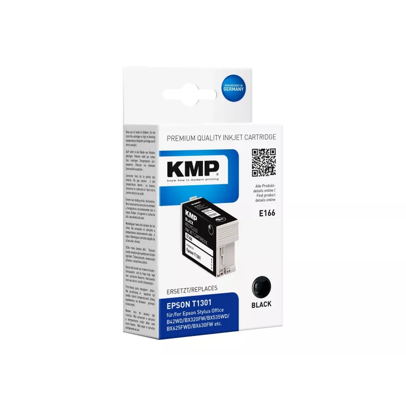 KMP E166 Schwarze kompatible Tintenpatrone für Epson Stylus Office & WorkForce (25 ml, High Yield, ersetzt T1301) 1618.4001