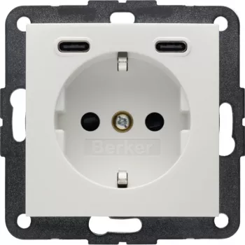 Berker SCHUKO Steckdose mit USB-C PD 20W, S.1, Polarweiß Glänzend 48158989