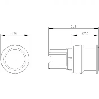 Siemens SIRIUS ACT Pilzdruckknopf-Frontelement, Kunststoff, Schwarz, 22mm, 40mm Betätiger, Rastend, Entriegelung durch Ziehen 3SU1000-1AD10-0AA0