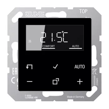 JUNG TRDA1790SW Elektronischer Raumtemperaturregler mit Display, Schwarz