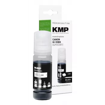 KMP PRINTTECHNIK Kompatible Nachfülltintenflasche für Canon GI-55BK (6292C001), Schwarz, 70 ml 1587,0001