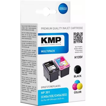 KMP MULTIPACK H135V – 2er-Pack Tintenpatronen Schwarz & Dreifarbig (Alternative zu HP 301XL)