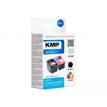 KMP MULTIPACK H135V – 2er-Pack Tintenpatronen Schwarz & Dreifarbig (Alternative zu HP 301XL)