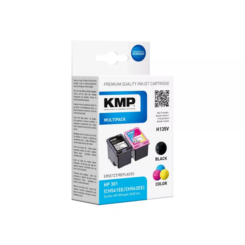 KMP MULTIPACK H135V – 2er-Pack Tintenpatronen Schwarz & Dreifarbig (Alternative zu HP 301XL)