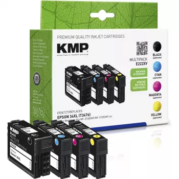 KMP 4er-Pack kompatible Tintenpatronen für Epson WorkForce Pro WF-3720 Serie – Schwarz, Cyan, Magenta, Gelb (1637,4005)