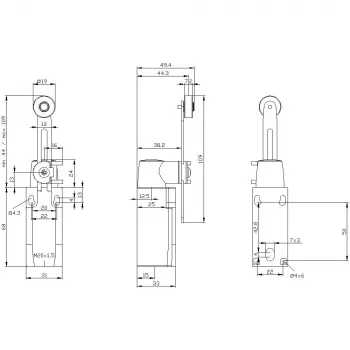 SIEMENS SIRIUS Positionsschalter, Kunststoffgehäuse, Rollenstößel, 1NO+1NC, IP66/IP67, M20 3SE52320LK50