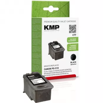 KMP C77 Schwarz Kompatible Tintenpatrone 9 ml für Canon PIXMA MP230 MP237 MP252 MP258 MP270 MP282 MP499 MX350 MX360 MX410 MX420 1511.4001