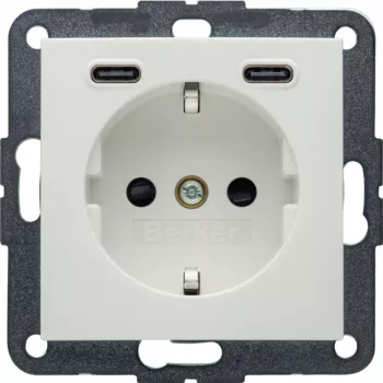 Hager Berker 48151909 Schuko-Steckdose mit USB-C 20W PD, S.1, Polarweiß Glänzend