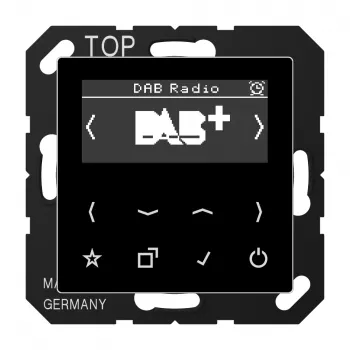 JUNG Smart Radio DABASW DAB+ FM Radiowecker mit Alarm, Sleep-Timer, Mono-Lautsprecher, Schwarz