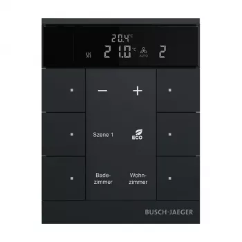 Busch-Jaeger Raumtemperaturregler 6-fach, Mattschwarz SBR-F-6.0.11-885 (2CKA006220A0900)