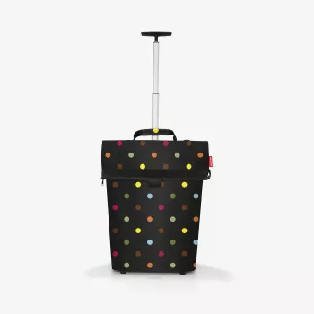 Reisenthel Trolley M Einkaufstrolley Tasche, 43 L, Polyester, Schwarz mit Punkten, 2 Räder, Teleskopgriff (NT7009)