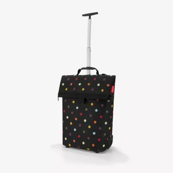 Reisenthel Trolley M Einkaufstrolley Tasche, 43 L, Polyester, Schwarz mit Punkten, 2 Räder, Teleskopgriff (NT7009)