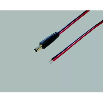 BKL Electronic 075144 Niederspannungs-Verbindungskabel, DC-Stecker 5,5 x 2,1 mm auf offene Enden, 0,5 m, Schwarz