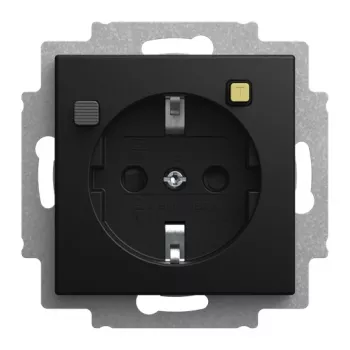 Busch-Jaeger FI-Schukomat Schuko-Steckdose mit FI-Schutzschalter, 16 A, 10 mA, Unterputz, Schwarz matt 2CKA003116A0673