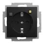 Busch-Jaeger FI-Schukomat Schuko-Steckdose mit FI-Schutzschalter, 16 A, 10 mA, Unterputz, Schwarz matt 2CKA003116A0673