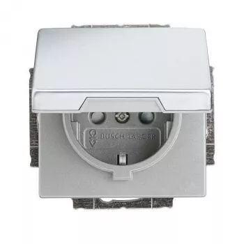 Busch-Jaeger SCHUKO Steckdosen-Einsatz, Edelstahl, 16 A, 250 V, Unterputz, Schraubenlose Klemmen, Kindersicherung 2CKA002018A1521