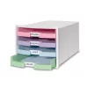 HAN IMPULS Schubladenbox DIN A4, 4 Schubladen, Rosa/Lila/Blau/Grün 1013-129D