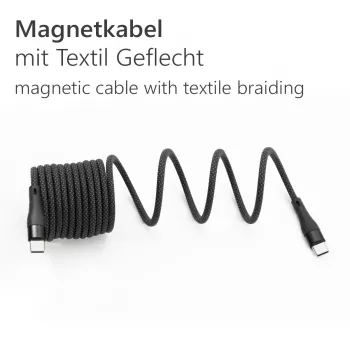 MAXTRACK C532-1L USB 2.0 Spiralkabel, USB-A auf USB-C, 1 m, Schwarz, Vergoldete Kontakte