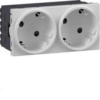 HAGER GS20229016 SCHUKO Steckdose, 2-fach, 33°, Verkehrsweiß