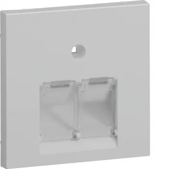 Hager GZUAE2A7035 Zentralabdeckung für 2 UAE/RJ45-Anschlussdosen, Lichtgrau RAL 7035