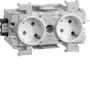 HAGER GS20119016 2-fach Steckdose 45° invertiert mit Frontverriegelung, Grau
