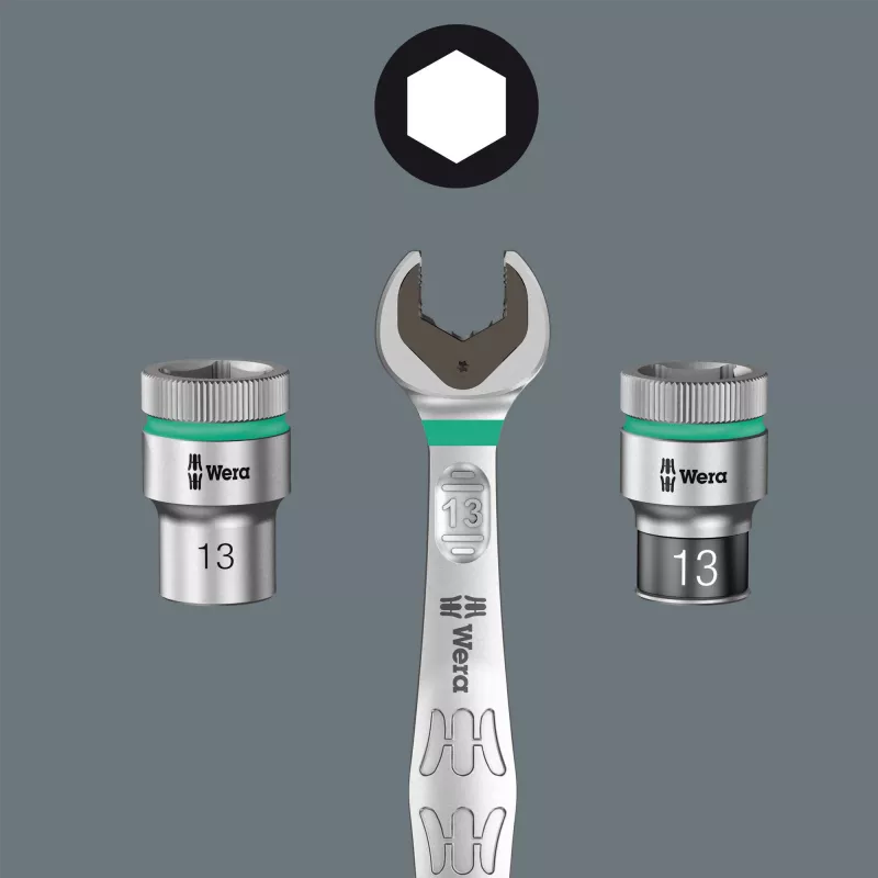 Wera 8100 SA 13 Zyklop Speed Ratschenkopf 1/4 inch Antrieb, 152 mm, Chrom-Vanadium 05004022001