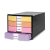HAN IMPULS Schubladenbox, 4 Schubladen, Schwarz/Pastell, Polystyrol, für DIN C4 1012-139