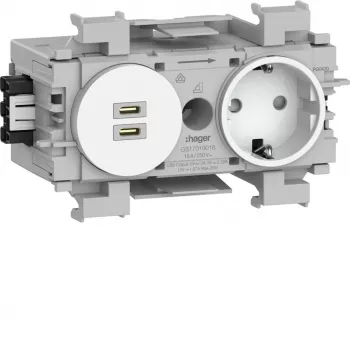 Hager Winsta Schuko Steckdose mit Dual USB-C PD 20W Ladegerät, Polarweiß GS17019016
