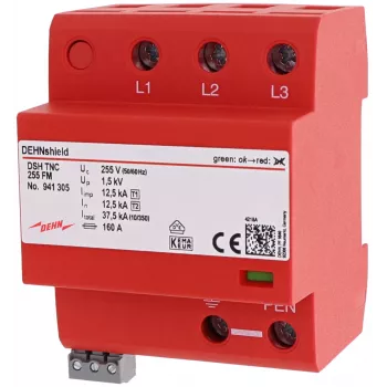 DEHN DSH TNC 255 FM Typ 1+2 Kombi-Blitzstrom- und Überspannungsableiter für 3-Phasen-TN-C-Systeme 941305